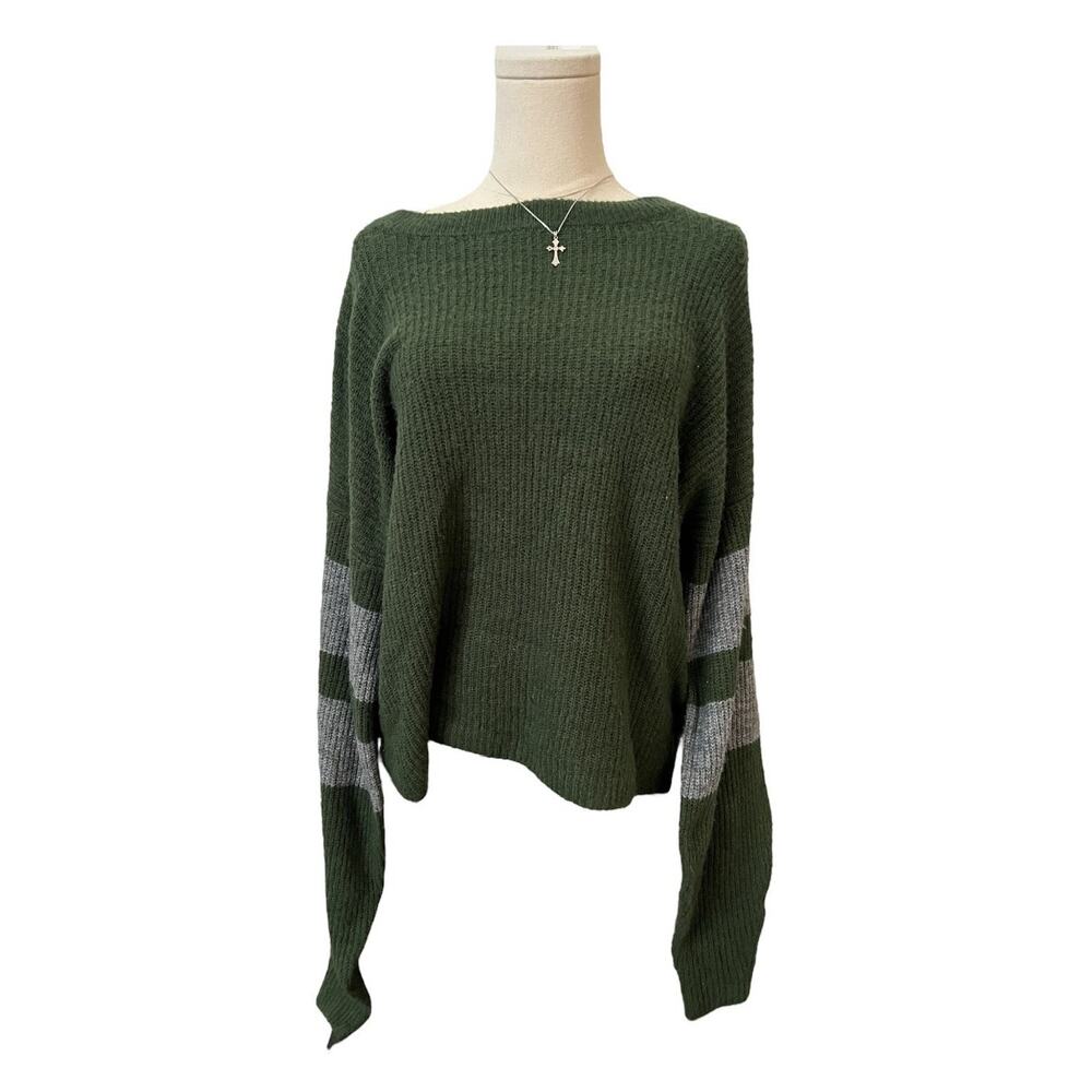 vintage varsity stripe long sleeve knit sweater